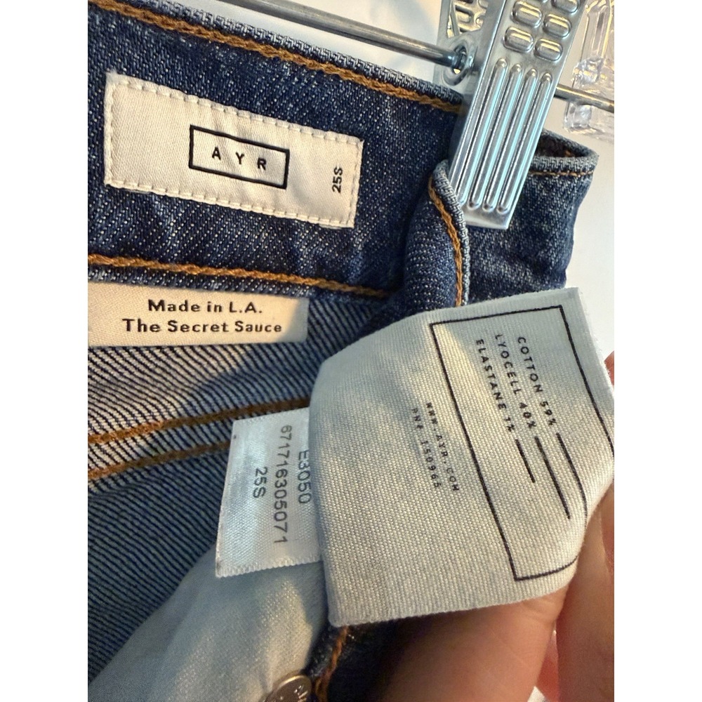 AYR The Secret Sauce Jeans 25S High Rise Wide Leg Blue Denim Made in LA Preppy - Picture 7 of 9